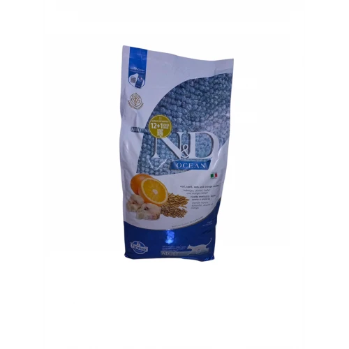 N&D Ocean Düşük Tahıllı Morina Balıklı Ve Portakallı Yetişkin Kedi Maması 10 Kg ürün görseli 1