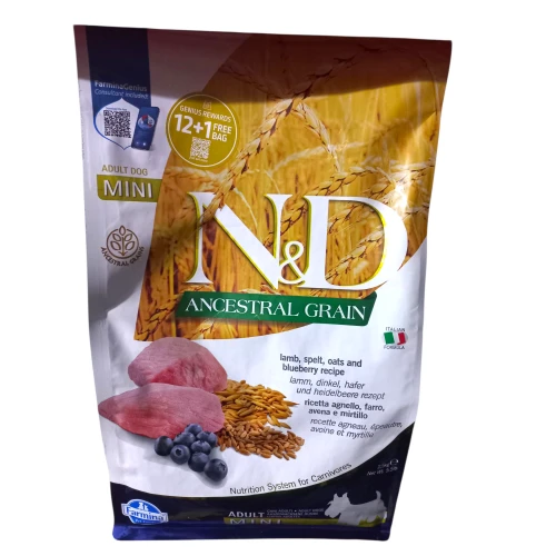 N&D Düşük Tahıllı Kuzu Etli Yaban Mersinli 2.5 Kg Mini Yetişkin Kuru Köpek Maması ürün görseli 1