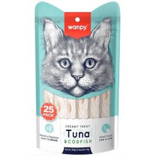 Wanpy Ton Ve Morina Balıklı Sıvı Kedi Ödül Maması 25X14Gr ürün görseli 1