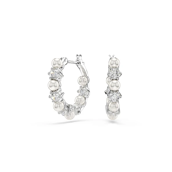 5709256 Swarovski Küpe Matrıx:Pe Pearl Hoops Whıte/Rhs ürün görseli 1