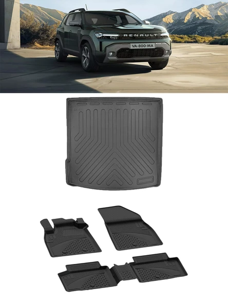 Sahler Renault Duster 2025 ve Sonrası 4.5D Paspas 3D Rizline Bagaj Havuzu Set ürün görseli 1