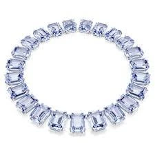 5714397 Millenia Tennis Necklace, Oversized Crystals, Octagon Cut, Blue, Rhodium Plated ürün görseli 1