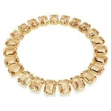 5720911 Millenia Tennis Necklace, Oversized Crystals, Octagon Cut, Caramel, Gold-Tone Plated ürün görseli 1