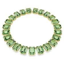 5714396 Millenia Tennis Necklace, Oversized Crystals, Octagon Cut, Green, Gold-Tone Plated ürün görseli 1