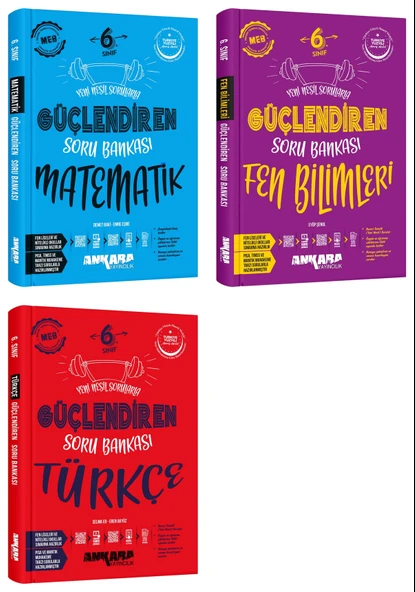 Ankara 2025 6. Sınıf Matematik + Fen Bilimleri + Türkçe Güçlendiren Soru Bankası Seti 3 Kitap Güncel Müfredat ürün görseli 1