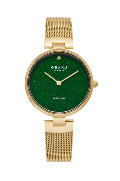 Obaku Denmark V256LHGEMG-DSSD Quartz Hasır Altın Rengi Yeşil Kadran 32 mm Kadın Kol Saati ürün görseli 1