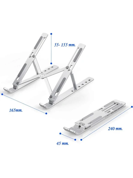 Çelik Katlanabilir Ayarlı Dizüstü Laptop Notebook Standı A12 - Resim 3