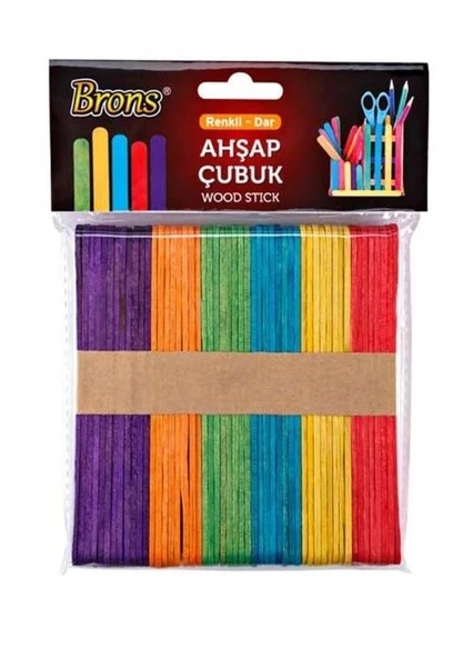 BRONS RENKLİ GENİŞ AHŞAP ÇUBUK 50 Lİ ürün görseli 1