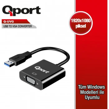 QPORT Q-UVG USB 3.0 TO VGA ÇEVİRİCİ ürün görseli 1