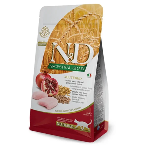 N&D Düşük Tahıllı Tavuklu ve Narlı Kısırlaştırılmış Açık Kedi Maması 1 Kg ürün görseli 1