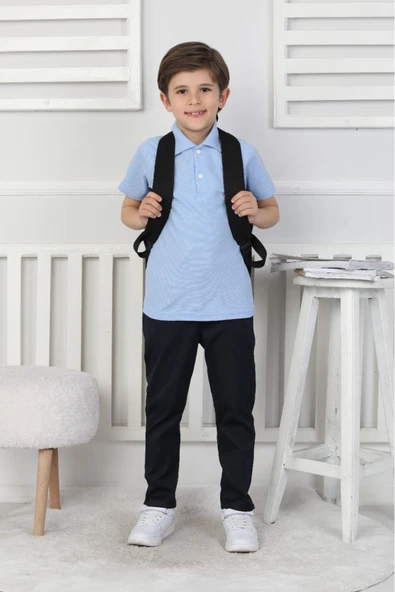 Erkek Çocuk %100 Pamuk Okul Tarz T-Shirt 5-13 Yaş 12273 ürün görseli 1