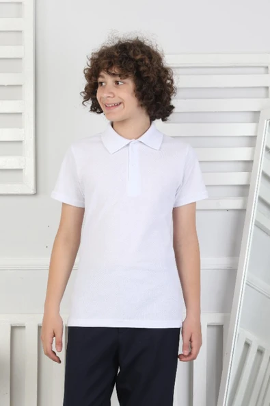 Erkek Çocuk %100 Pamuk Okul Tarz T-Shirt 5-17 Yaş  12272 ürün görseli 1