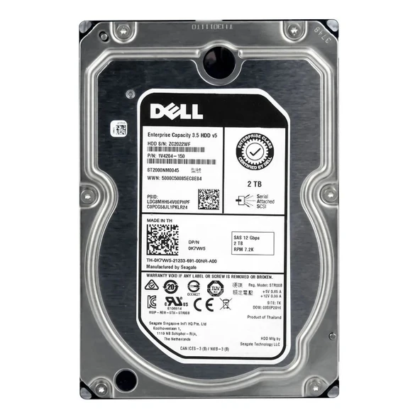 DELL EMC Exos 7E8 2TB 7.2K 12G SAS 3.5'' Server Sunucu Harddisk ST2000NM0045 1V4204-15 0K7VW5 ürün görseli 1