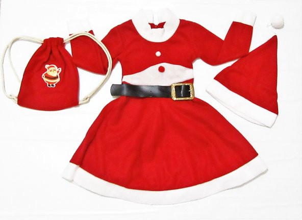 salarticaret Kız Çocuk Noel Çanta Elbise Kostüm- Kırmızı ürün görseli 1