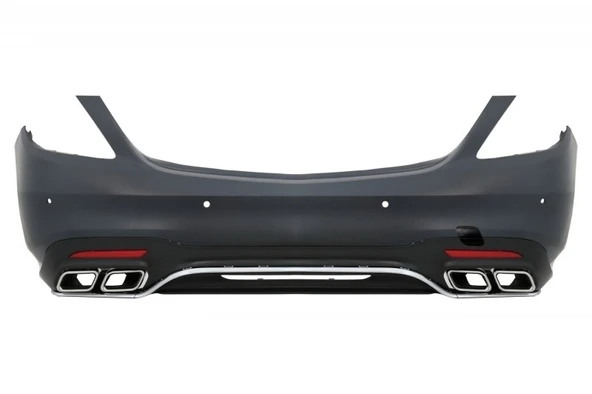 MERCEDES S SERİSİ W222 MAKYAJLI S63 AMG UYUMLU ARKA TAMPON + DİFÜZÖR 2018-2021 ürün görseli 1