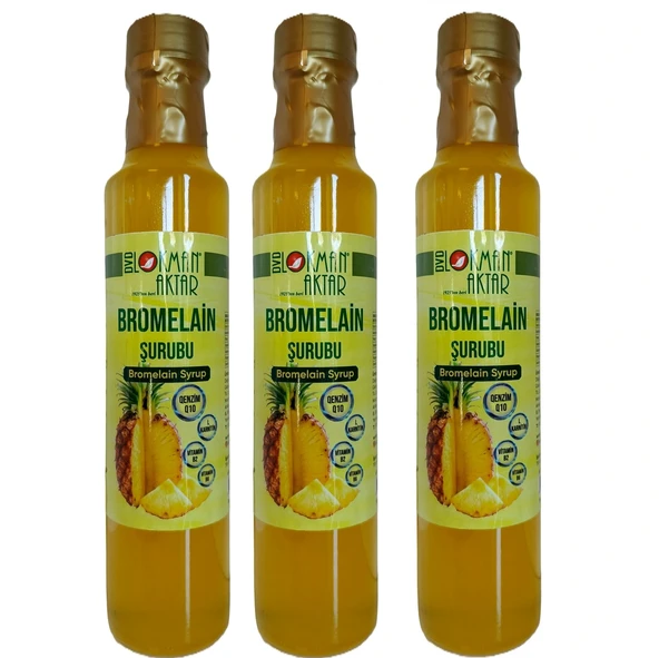 Bromelain Şurubu, Katkısız, 250ml 3 Adet, DVD Lokman Aktar ürün görseli 1