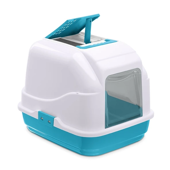 Imac Easy Cat Kapalı Kedi Tuvaleti Mavi/beyaz 50x40x40cm ürün görseli 1