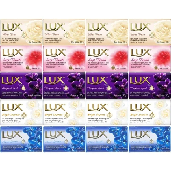 Lux Sabun 80GR (Karma 20 Li Set) Soft Touch/Velvet Touch/Magicial Spell/Aqua Sparke/Bright Impress ürün görseli 1