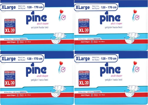 Pine Yetişkin Belbantlı Hasta Bezi Xlarge 4 Paket 120 Adet ürün görseli 1