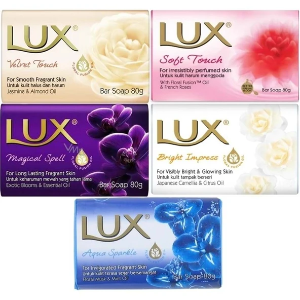 Lux Sabun 80GR (Karma 5 Li Set) Soft Touch/Velvet Touch/Magicial Spell/Aqua Sparke/Bright Impress ürün görseli 1