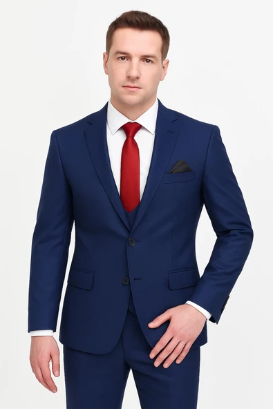 Yelekli Takım Elbise Slim Fit Erkek ürün görseli 1