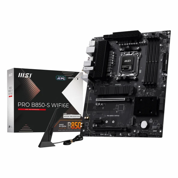 MSI Pro B850-S WiFi6E DDR5 (8200MHz)OC M.2 HDMI/DP/USB-C PCIe 4.0 AM5 ATX Anakart ürün görseli 1