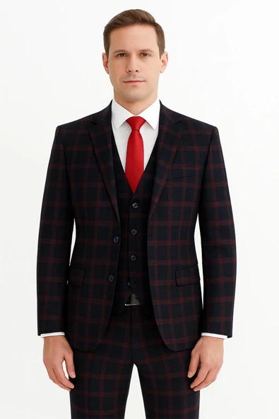 Yelekli Takım Elbise Slim Fit Erkek ürün görseli 1