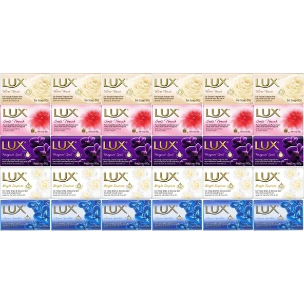 Lux Sabun 80GR (Karma 30 Lu Set) Soft Touch/Velvet Touch/Magicial Spell/Aqua Sparke/Bright Impress ürün görseli 1