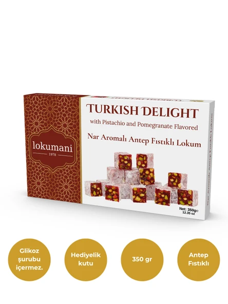 Nar Aromalı Antep Fıstıklı Lokum 350 Gr ürün görseli 1