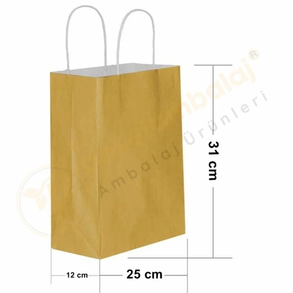 Altın Kraft Çanta Orta Boy 25x12x31 cm 25 Adet ürün görseli 1