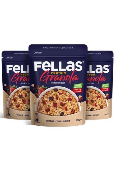 Fellas Protein Granola - Kırmızı Meyveler (270 g) - 3'lü Paket ürün görseli 1