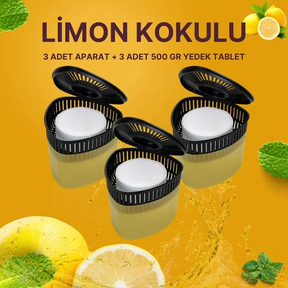3 Adet 500GR - LİMON - Nem Alıcılı Ve Rutubet Giderici Aparat Üçgen (TABLET DAHİL) ürün görseli 1