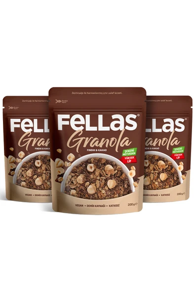 Fellas Granola - Fındık & Kakao (200 g) - 3'lü Paket ürün görseli 1