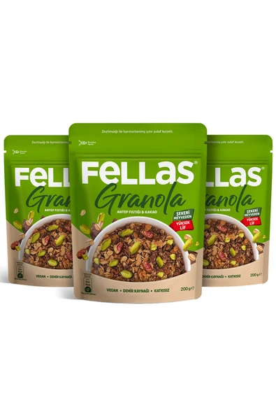 Fellas Granola - Antep Fıstığı & Kakao (200 g) - 3'lü Paket ürün görseli 1