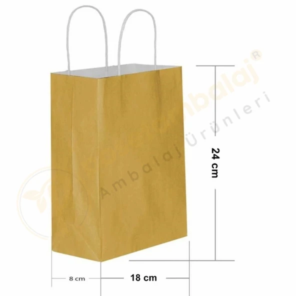 Altın Kraft Çanta Küçük Boy 18x8x24 cm 25 Adet ürün görseli 1