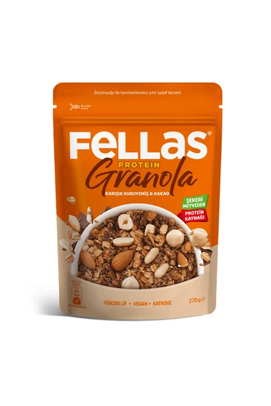 Fellas Protein Granola - Karışık Kuruyemiş & Kakao (270 g) ürün görseli 1