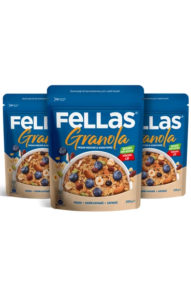 Fellas Granola - Yaban Mersini & Kuruyemiş (200 g) - 3'lü Paket ürün görseli 1