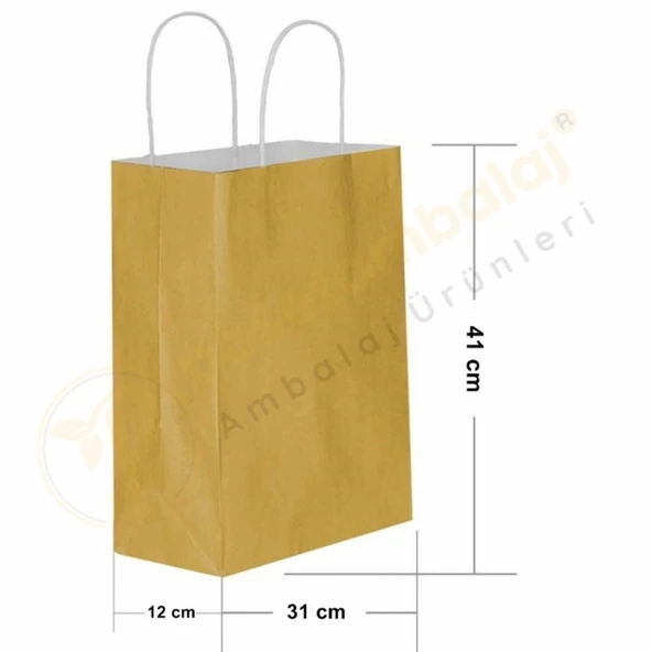Altın Kraft Çanta Büyük Boy 31x12x41 cm 25 Adet ürün görseli 1