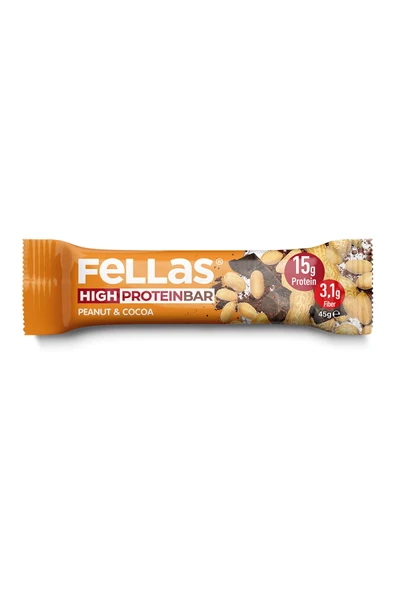Fellas Yüksek Protein Bar - Yer Fıstıklı ve Kakaolu (45 g) x 12 Adet ürün görseli 1