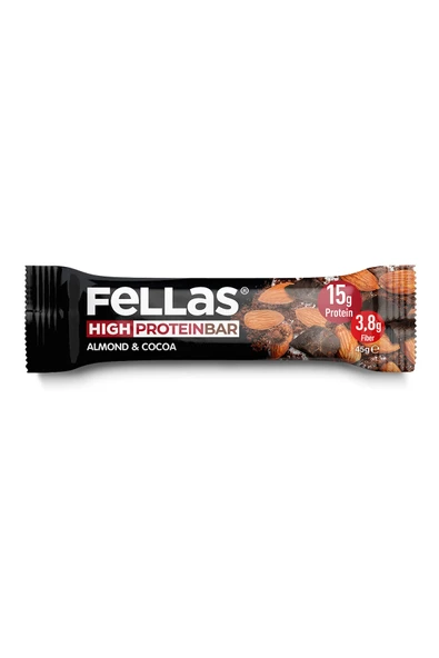 Fellas Yüksek Protein Bar - Bademli ve Kakaolu (45 g) x 12 Adet ürün görseli 1