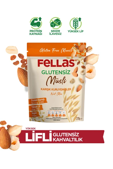 Fellas Glutensiz Müsli - Karışık Kuruyemişli (270 g) ürün görseli 1