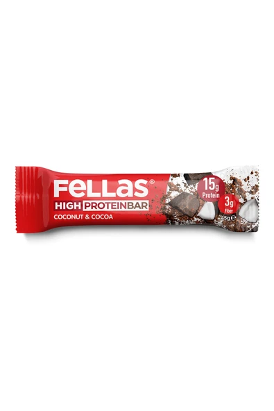 Fellas Yüksek Protein Bar - Hindistan Cevizli ve Kakaolu (45 g) x 12 Adet ürün görseli 1