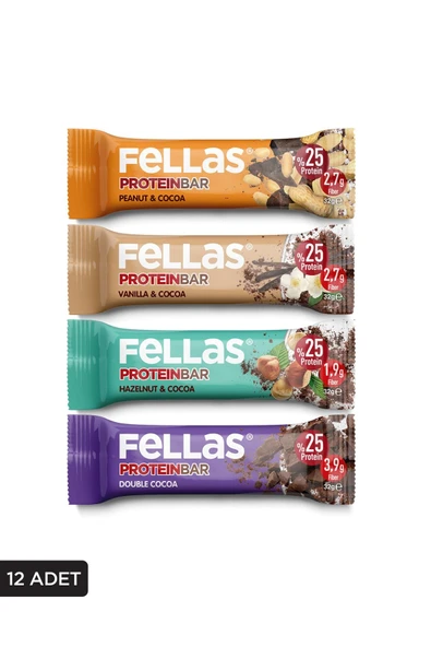 Fellas Protein Bar (32 g) Karma Kutu - 12 Adet (4 Çeşit) ürün görseli 1