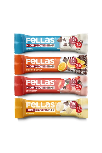 Fellas Yüksek Protein Bar (45 g) Karma Kutu - 12 Adet (4 Çeşit) ürün görseli 1