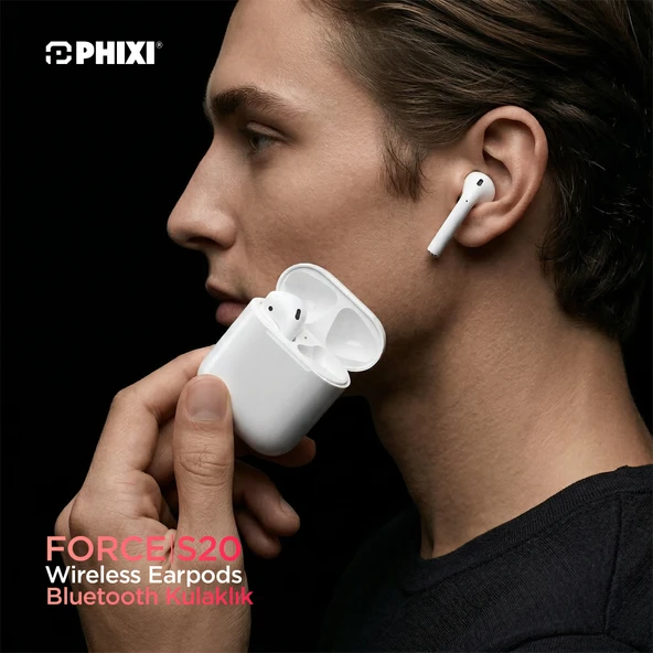 Phixi Force S20 Kablosuz Wireless Earpods Bluetooth Kulaklık - Resim 3