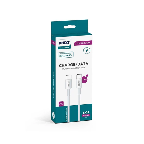 Phixi Basic CB412T Type-C to Type-C USB Şarj Kablosu - Resim 2