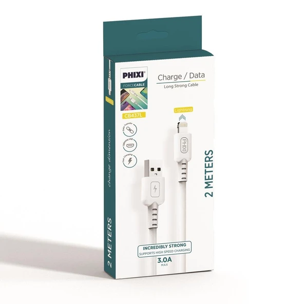 Phixi CB437L Force 200 Cm Lightning Şarj ve Data Kablosu - Resim 2