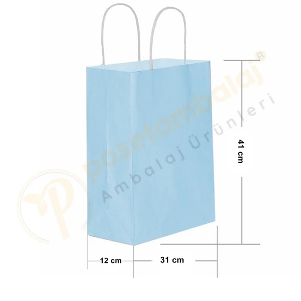 Mavi Kraft Çanta Büyük Boy 31x12x41 cm 25 Adet ürün görseli 1