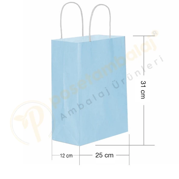Mavi Kraft Çanta Orta Boy 25x12x31 cm 25 Adet ürün görseli 1