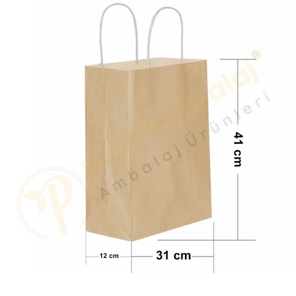 Naturel Kraft Çanta Büyük Boy 31x12x41 cm 25 Adet ürün görseli 1